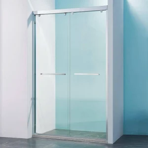 CASAINC 44-48 in. W x 75 in. H Double Sliding Aluminum Alloy Frame Shower Door in Chrome with 5/16 in. Clear Glass