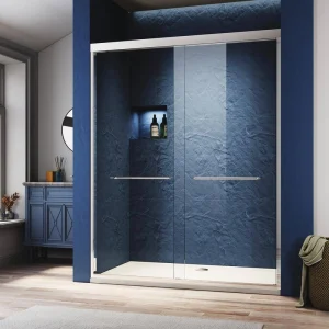 CASAINC 56-60 in. W x 72 in. H Sliding Adjustable Semi-Frameless Shower Door in Chrome with Thick Clear Tempered Glass