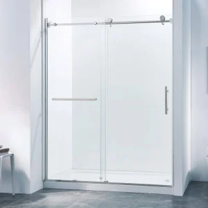 CASAINC 56-60 in. W x 75 in. H Single Sliding Semi-Frame 304 Stainless Steel Shower Door in Chrome with 5/16 in. Clear Glass