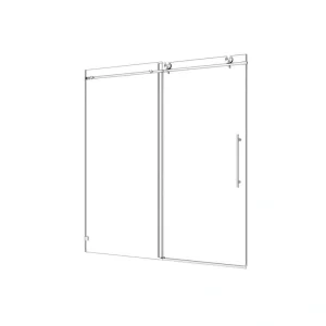 CASAINC 60 in. W x 76 in. H Frameless Shower Door Stainless Steel in Brushed Nickel with Adjustable Soft Closing Function
