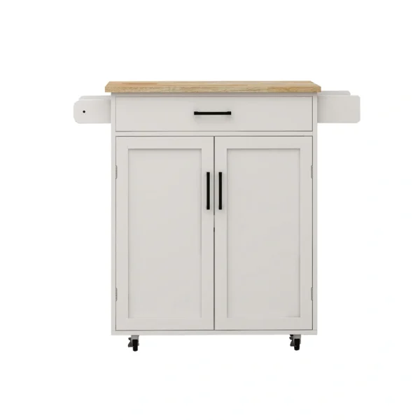 CESICIA White Mdf Base with Mdf Wood Top Rolling Kitchen Island (17.72-in x 28.74-in x 36.22-in)