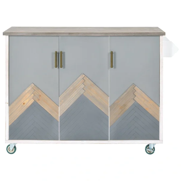 CESICIA White Mdf Base with Mdf Wood Top Rolling Kitchen Island (25.7-in x 51.57-in x 36.7-in)