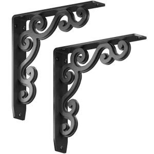 Charleston 10 in. L Black Steel Heavy Duty Shelf Bracket (2-Pack) T726935624