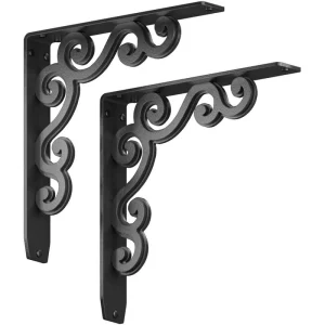 Charleston 12 in. L Black Steel Heavy Duty Shelf Bracket (2-Pack) T726936283