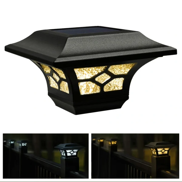 Classy Caps 3-in x 3-in 20-Lumen 1-Watt Black Solar LED Outdoor Post Cap Light (4500 K)