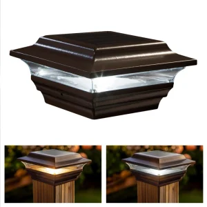 Classy Caps 4-in x 4-in 15-Lumen 1-Watt Bronze Solar LED Outdoor Post Cap Light (4100 K)