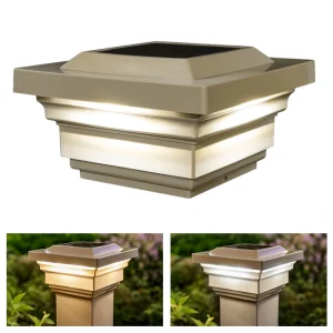 Classy Caps 4-in x 4-in 15-Lumen 1-Watt Tan Solar LED Outdoor Post Cap Light (4100 K)