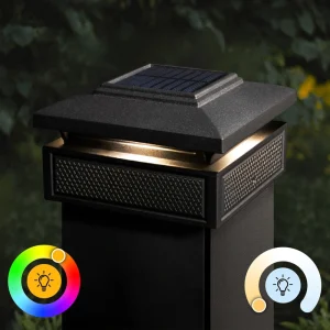 Classy Caps 4-in x 4-in 30-Lumen 1-Watt Black Solar LED Outdoor Post Cap Light (5500 K)