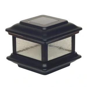 Classy Caps 4-in x 4-in 5-Lumen 1-Watt Black Solar LED Outdoor Post Cap Light (5000 K)