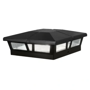 Classy Caps 5-in x 5-in 10-Lumen 1-Watt Black Powder Coated Aluminum Solar LED Outdoor Post Cap Light (4500 K)