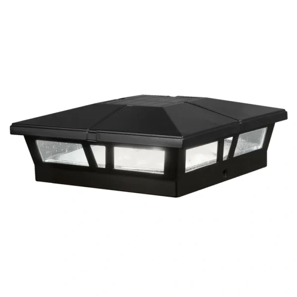 Classy Caps 5-in x 5-in 10-Lumen 1-Watt Black Powder Coated Aluminum Solar LED Outdoor Post Cap Light (4500 K)