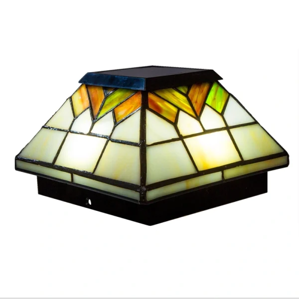 Classy Caps 5-in x 5-in 10-Lumen 1-Watt Stained Glass Solar LED Outdoor Post Cap Light (4100 K)