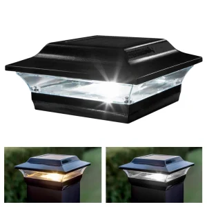 Classy Caps 5-in x 5-in 15-Lumen 1-Watt Black Powder Coated Aluminum Solar LED Outdoor Post Cap Light (4500 K)