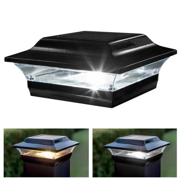 Classy Caps 5-in x 5-in 15-Lumen 1-Watt Black Powder Coated Aluminum Solar LED Outdoor Post Cap Light (4500 K)