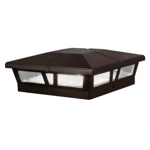 Classy Caps 6-in x 6-in 10-Lumen 1-Watt Brown Powder Coated Aluminum Solar LED Outdoor Post Cap Light (4500 K)
