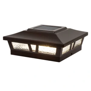 Classy Caps 6-in x 6-in 10-Lumen 1-Watt Brown Solar LED Outdoor Post Cap Light (2700 K)