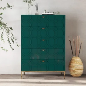 Clihome 5-Drawer MDF Green Storage Cabinet Green 5-Drawer Accent Chest