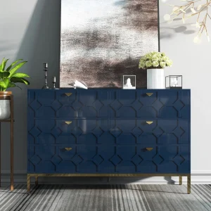 Clihome 6 drawers cabinet Blue 6-Drawer Accent Chest