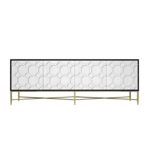 Clihome Modern/Contemporary Black and White Tv Cabinet (Accommodates TVs more than 70-in)