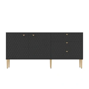 Clihome Modern/Contemporary Black Tv Cabinet (Accommodates TVs up to 60-in)