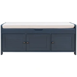 Clihome Old World/Vintage Blue Storage Bench with Storage 43.5-in x 16-in x 18-in