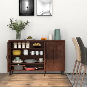 Clihome storage kitchen side cabinet 45-in W x 28-in H x 13-in D Brown Base Ready To Assemble Cabinet (Flat Panel Slab Door Style)