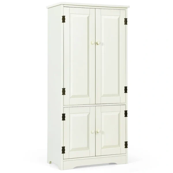 Costway 13-in W x 49-in H Mdf Cream White Freestanding Utility Storage Cabinet