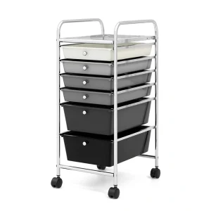 Costway White Metal Base with Plastic Metal Top Rolling Kitchen Cart (17-in x 13.5-in x 30-in) T726924899