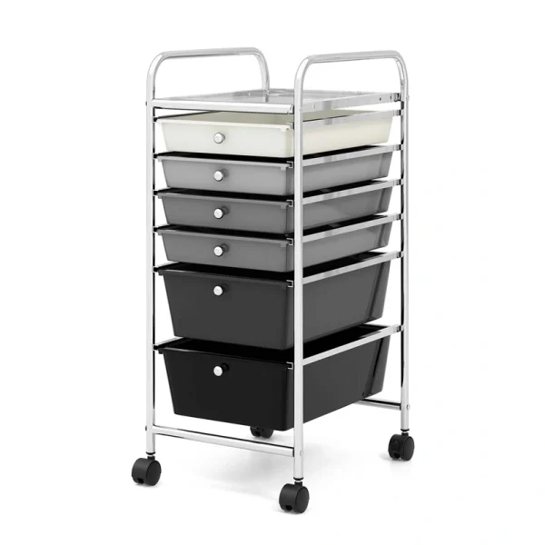 Costway White Metal Base with Plastic Metal Top Rolling Kitchen Cart (17-in x 13.5-in x 30-in) T726924899