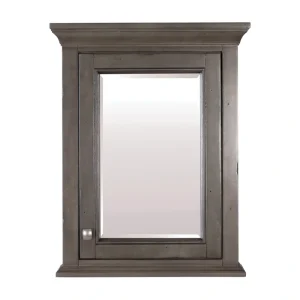 CRAFT + MAIN Brantley 22-in x 28-in Surface Mount Distressed Grey Mirrored Soft Close Medicine Cabinet