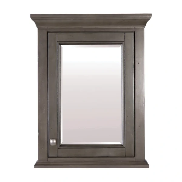 CRAFT + MAIN Brantley 22-in x 28-in Surface Mount Distressed Grey Mirrored Soft Close Medicine Cabinet