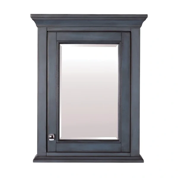 CRAFT + MAIN Brantley 22-in x 28-in Surface Mount Harbor Blue Mirrored Soft Close Medicine Cabinet