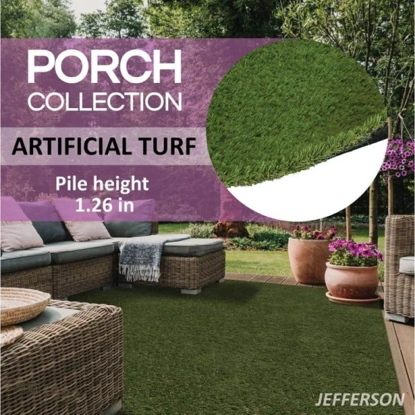 CREATIVE SURFACES Jefferson 7.38 ft. x 8.76 ft. Green Artificial Grass