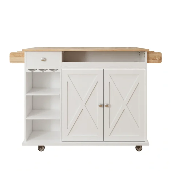Damerin White Mdf Base with Mdf Wood Top Rolling Kitchen Cart (15.75-in x 44-in x 36.25-in)