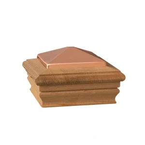 Deckorators 4-in x 4-in Newport high top Copper Wood Cedar Deck Post Cap