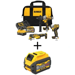 DEWALT 20-Volt Lithium-Ion Cordless 3-Tool Combo Kit with Flexvolt 9 Ah, Flexvolt 6 Ah and 20-Volt 6 Ah Batteries and Charger