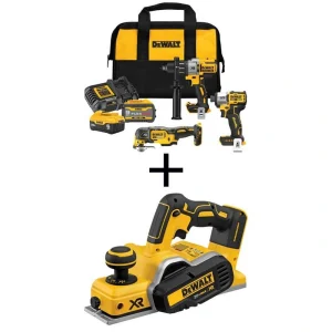 DEWALT 20V Lithium-Ion Cordless 3-Tool Combo Kit and 3-1/4 in. Planer with Flexvolt 9 Ah and 20-Volt 6 Ah Batteries and Charger