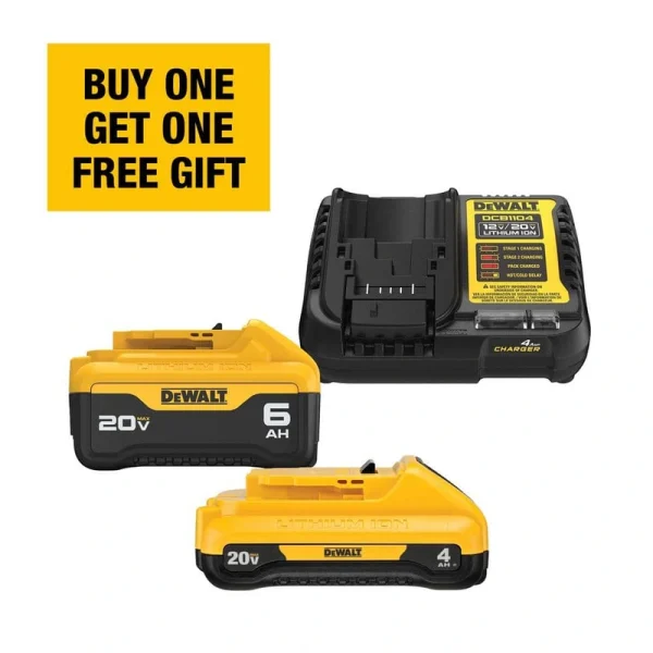 DEWALT 20V MAX Lithium-Ion 6.0Ah and 4.0Ah Battery and Charger Starter Kit