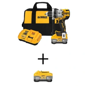 DEWALT 20V XR Lithium-Ion Cordless Hammer Drill Kit with (2) 8.0 Ah Battery, Charger and Kit Bag