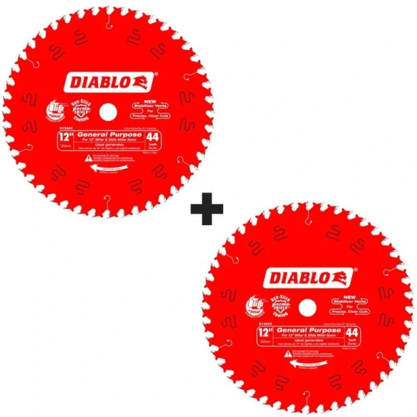 DIABLO 12 in. x 44-Tooth General Purpose Circular Saw Blade Value Pack (2-Pack)