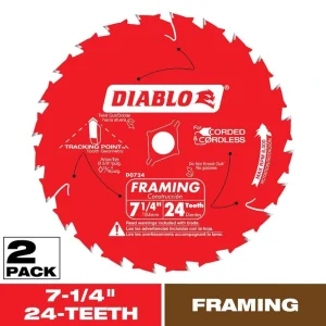 DIABLO Tracking Point 7-1/4 in. x 24-Tooth Framing Circular Saw Blade Value Pack (2-Pack)