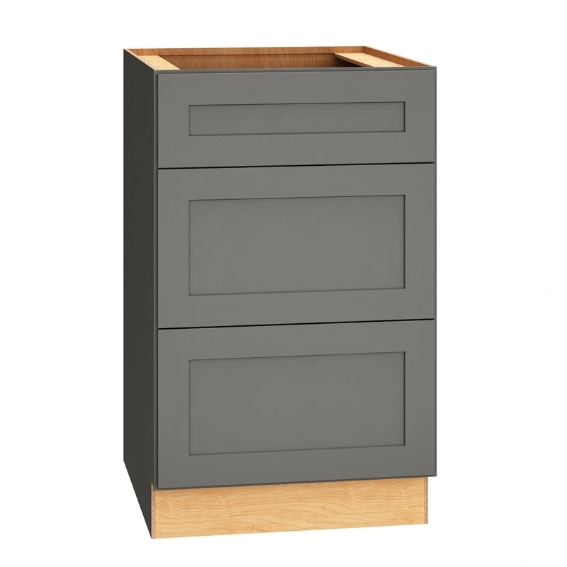Diamond Express Jamestown 21-in W x 34.5-in H x 24-in D Moonstone Gray 3-Drawer Base Fully Assembled Plywood Cabinet (Recessed Panel Shaker Style)