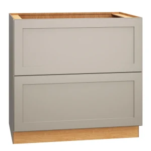 Diamond Express Jamestown 36-in W x 34.5-in H x 24-in D Cloud Gray 2-Drawer Base Fully Assembled Plywood Cabinet (Recessed Panel Shaker Style)