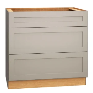 Diamond Express Jamestown 36-in W x 34.5-in H x 24-in D Cloud Gray 3-Drawer Base Fully Assembled Plywood Cabinet (Recessed Panel Shaker Style)