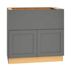 Diamond Express Jamestown 36-in W x 34.5-in H x 24-in D Moonstone Gray Apron Front Sink Base Fully Assembled Plywood Cabinet (Recessed Panel Square Style)