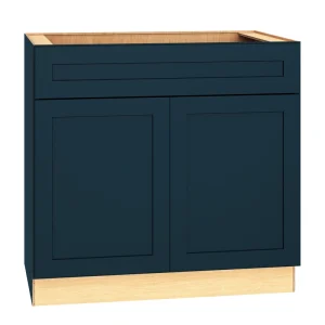 Diamond Express Jamestown 36-in W x 34.5-in H x 24-in D Regatta Blue Sink Base Fully Assembled Plywood Cabinet (Recessed Panel Shaker Style)
