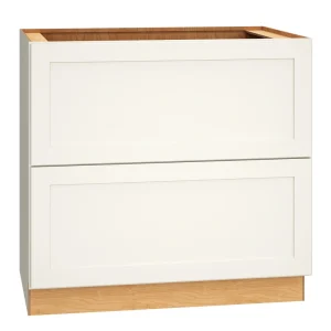 Diamond Express Jamestown 36-in W x 34.5-in H x 24-in D White 2-Drawer Base Fully Assembled Plywood Cabinet (Recessed Panel Shaker Style)