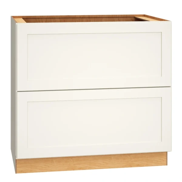 Diamond Express Jamestown 36-in W x 34.5-in H x 24-in D White 2-Drawer Base Fully Assembled Plywood Cabinet (Recessed Panel Shaker Style)