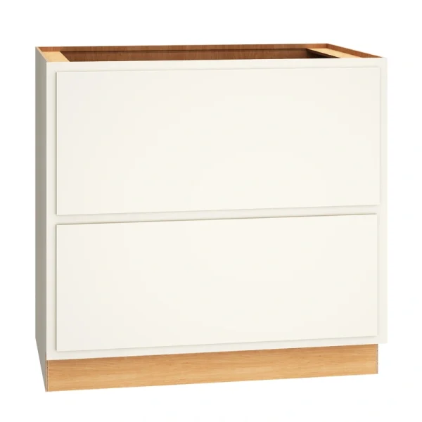 Diamond Express Jamestown 36-in W x 34.5-in H x 24-in D White Partial Overlay 2-Drawer Base Fully Assembled Plywood Cabinet (Recessed Panel Shaker Style)