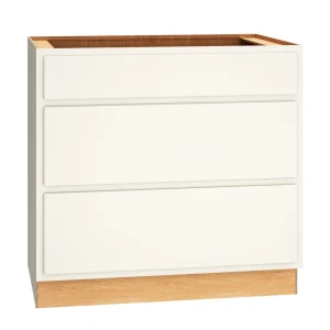 Diamond Express Jamestown 36-in W x 34.5-in H x 24-in D White Partial Overlay 3-Drawer Base Fully Assembled Plywood Cabinet (Recessed Panel Shaker Style)